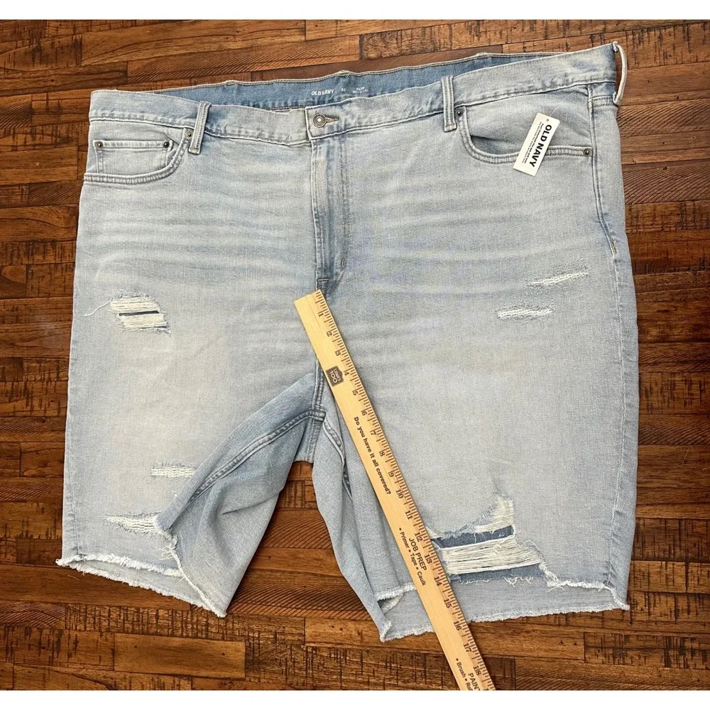 NWT Old Navy Men's Size 52 Slim Built-In Flex Distressed Denim Shorts Blue Jorts